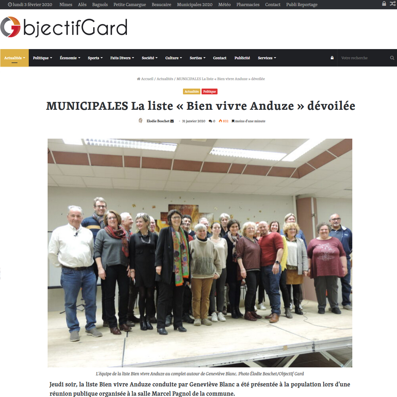 zomm sur l'article de objectif gard